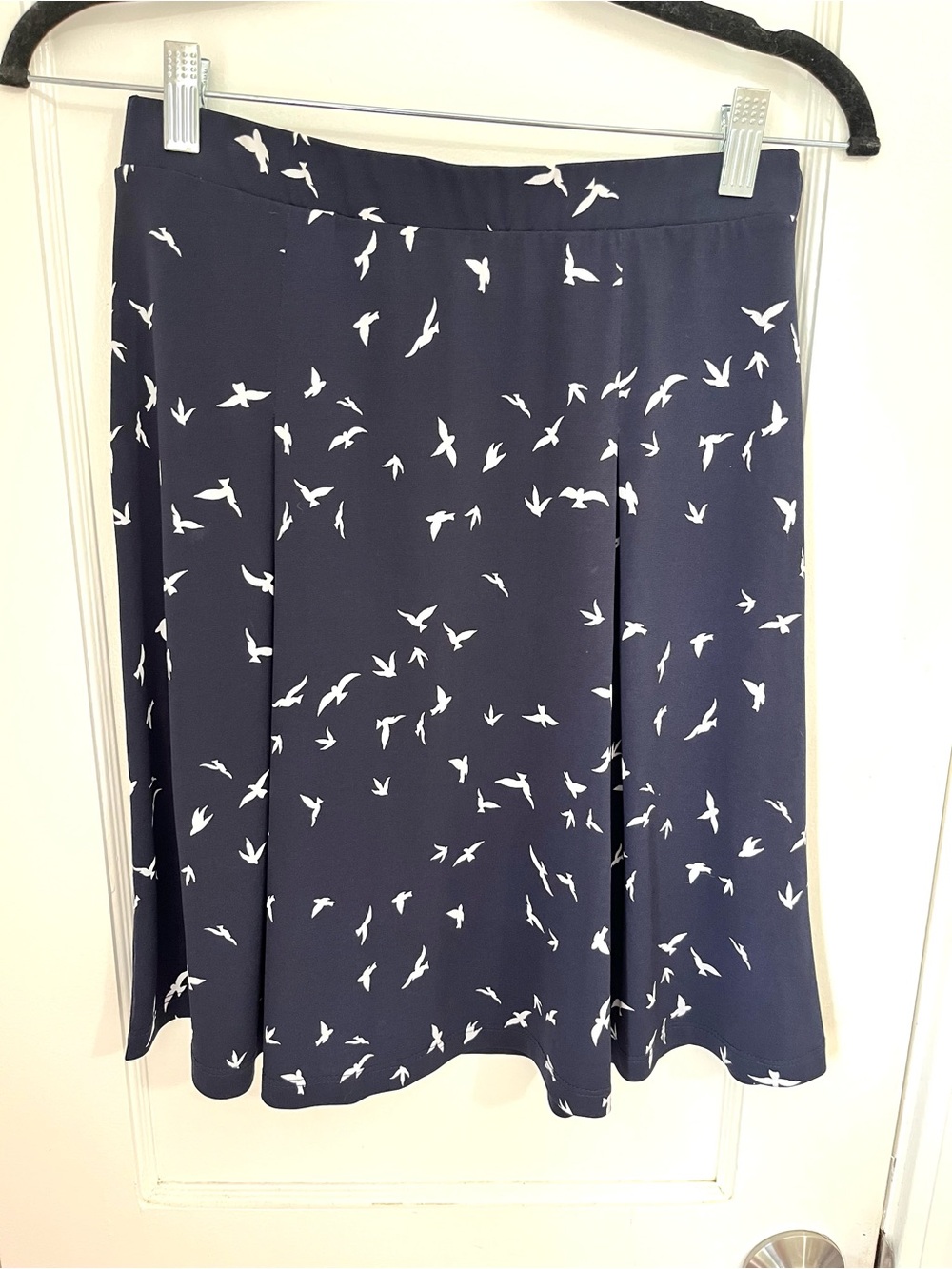Gilli Navy Blue Skater Skirt with White Bird Print